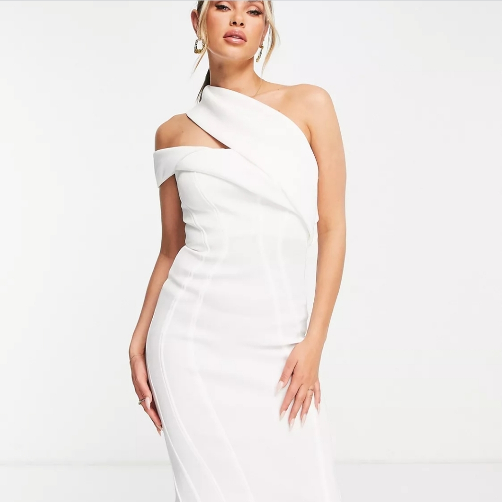 Asos one shoulder seamed bodycon dress